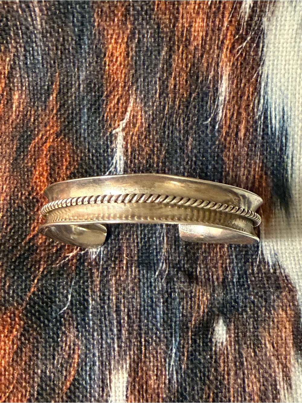 Vintage Mexico Sterling Silver Cuff Bracelet – Twisted Rope Detail